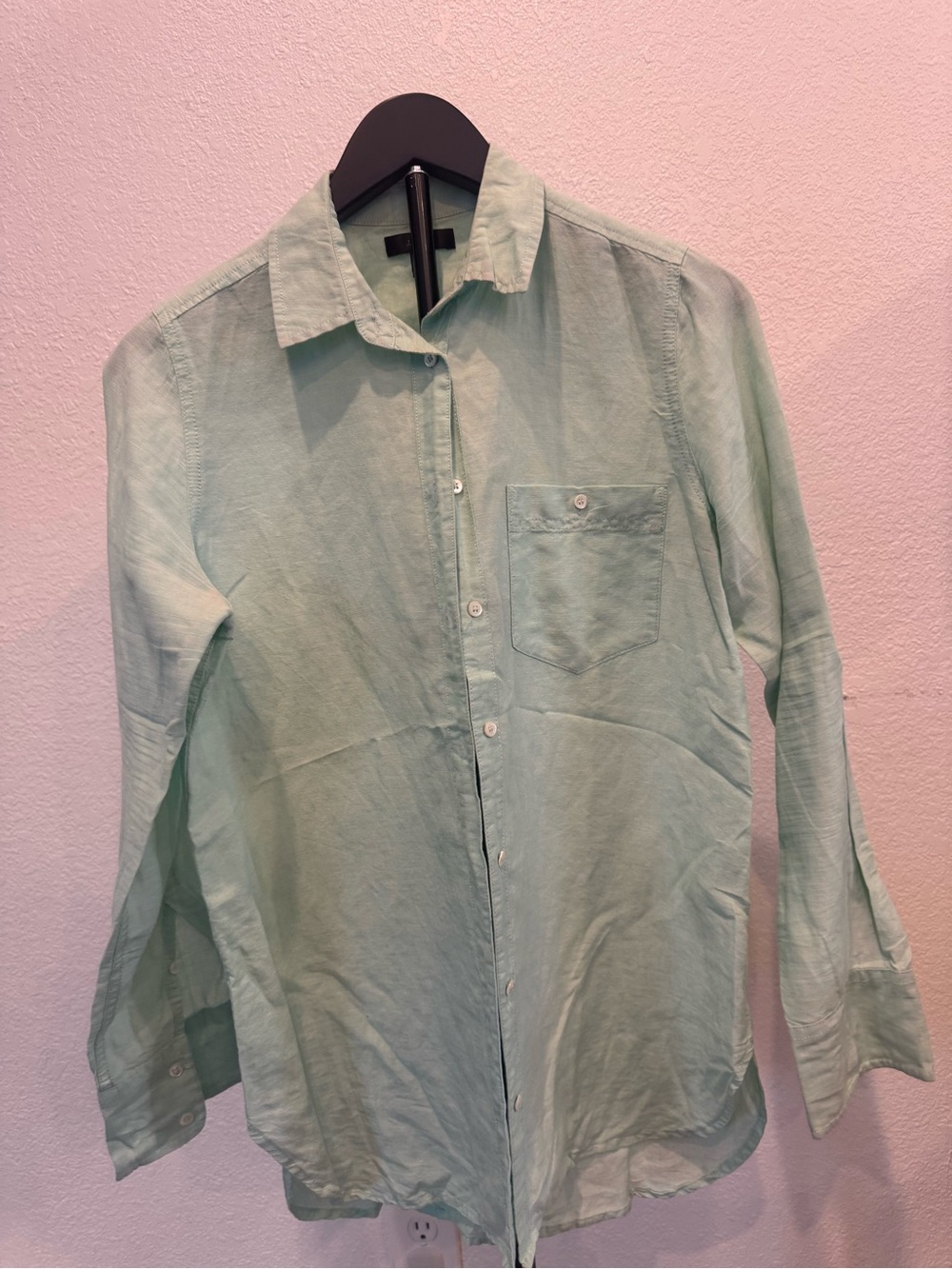 J. Crew Light Mint Green Button-Front Blouse